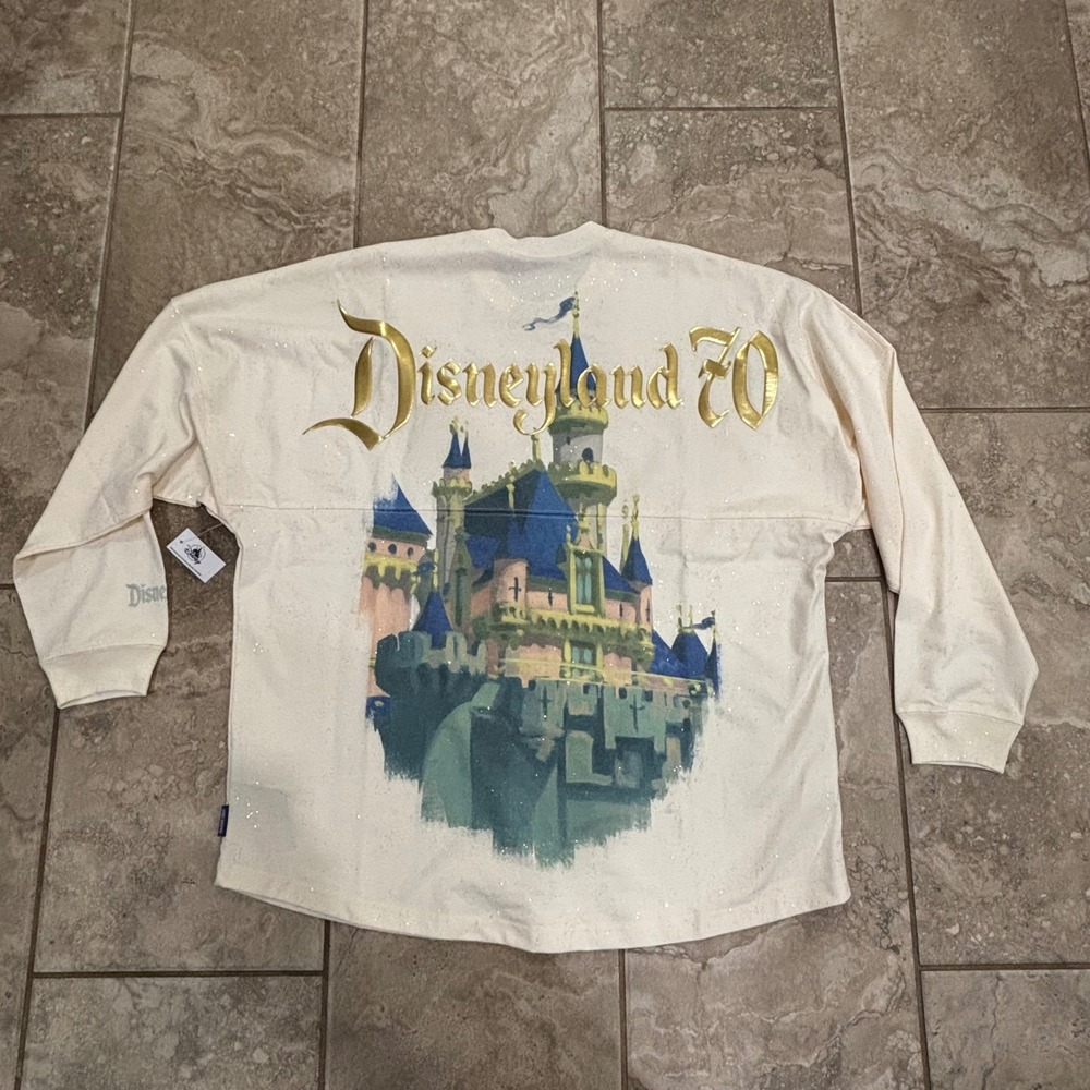 Disney Spirit Jersey Disneyland 70th Anniversary Gold Glitter Castle Cream XL - Picture 6 of 13